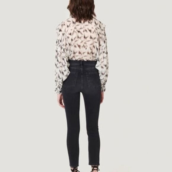 IRO Jeans THILA Designer High Waist Skinny Stretch Denim Raw hem Black Size 25 - Picture 6 of 15